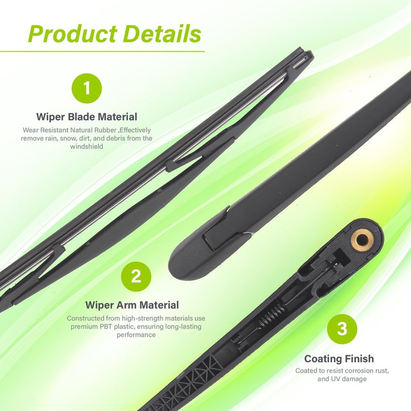 LKK Rear Windshield Wiper Arm Blade Assembly Kit Compatible with Honda CRV 2007-2011, CR-V 07-11 Rear Wiper Set - Image 3